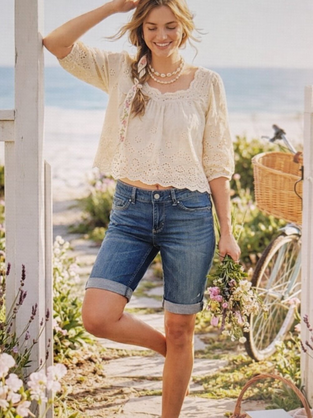 Calvin Klein Jeans Denim Bermuda Shorts Rolled Cuff Sz 27